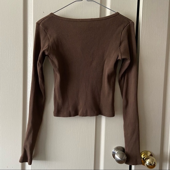 brandy melville brown zelly ribbed longsleeve - Picture 3 of 6